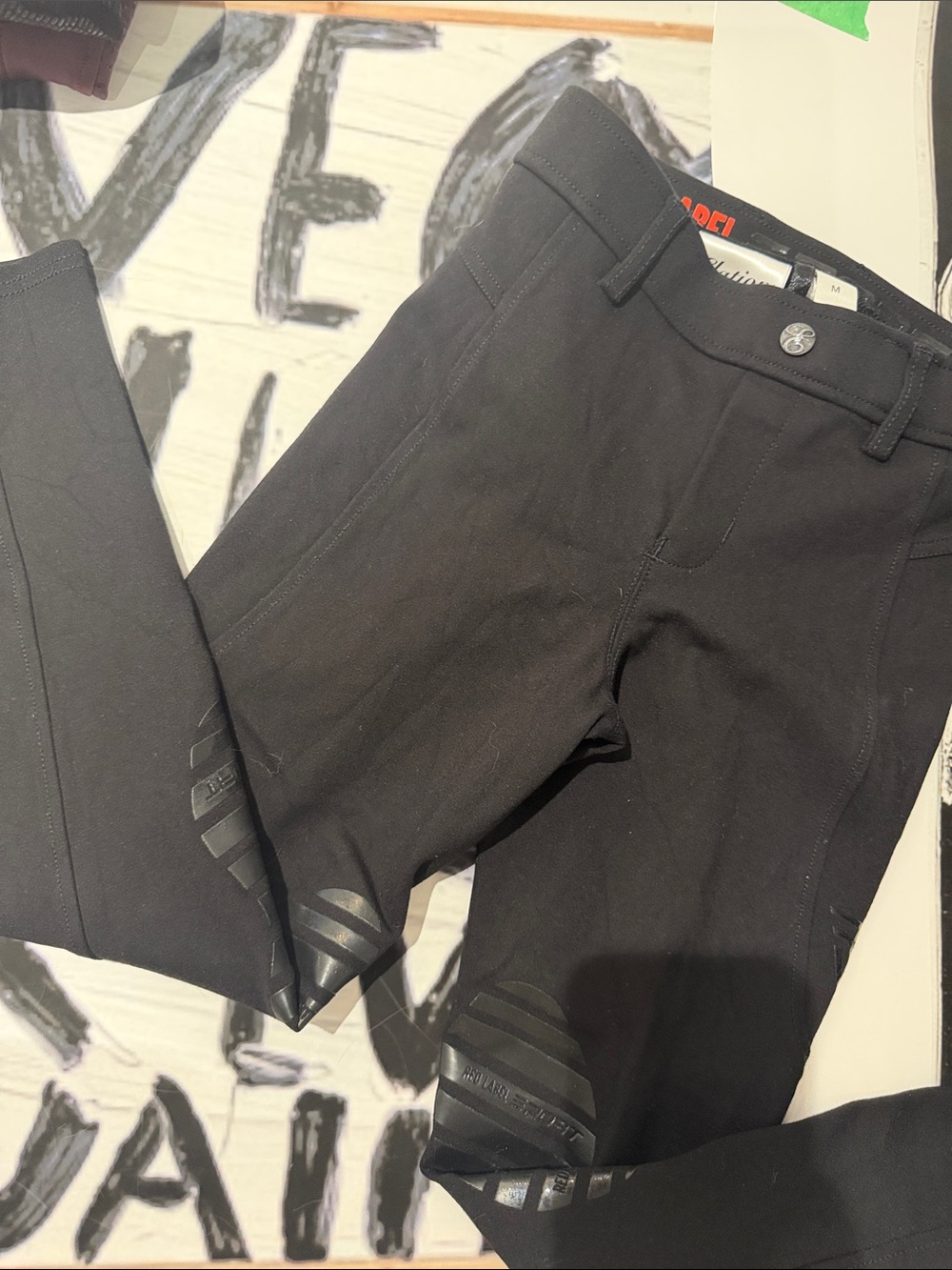 Kids Black Riding Leggings with Gripper Panels